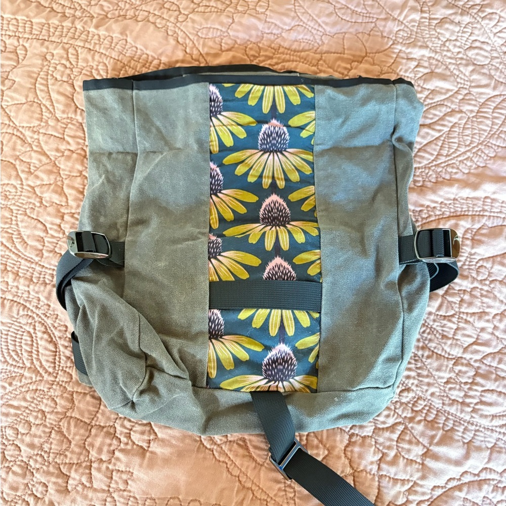 Handmade waxed canvas hip bike bag